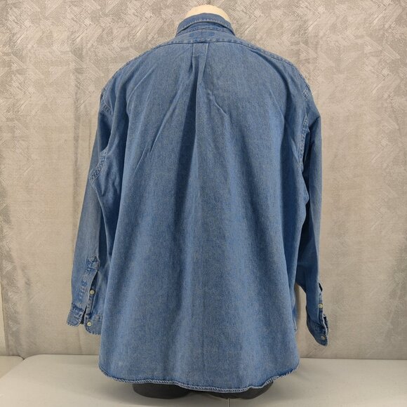 Ralph Lauren Denim Shirt Mens 2XL Big Shirt Button Down Long Sleeve Pony Logo - Picture 2 of 10